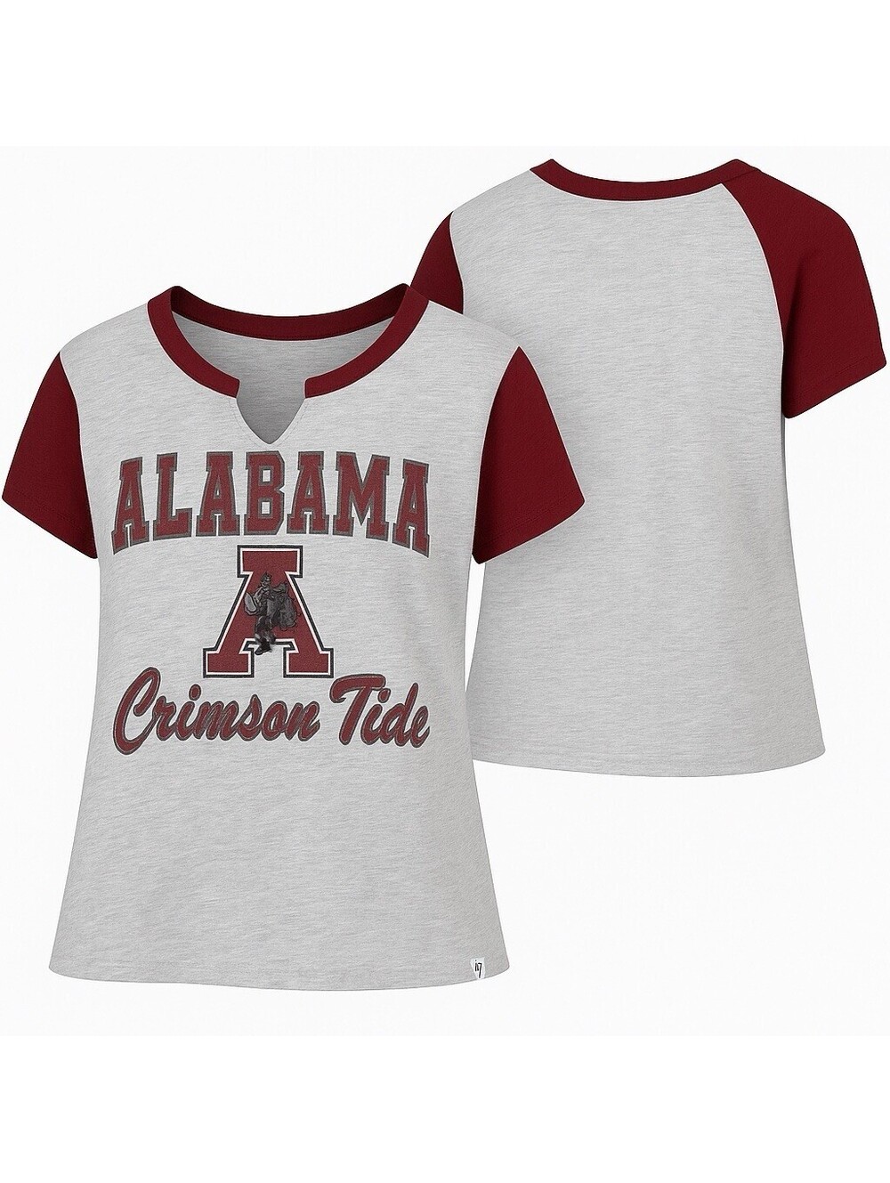 Alabama Crimson Tide Womens S Gray Maroon Crop T-Shirt 47 Brand NWT NCAA